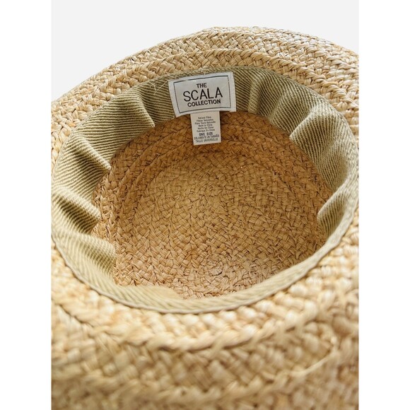 The Scala Collection Women’s Vacation Tan Straw Hat with Black Band One Size - Picture 4 of 4